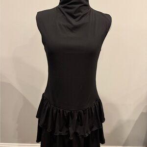 Black Sleeveless Wild Fable Bodycon Mini Dress Ruffle Skirt Women’s Medium NWT